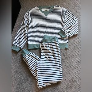 Madewell MWL Striped Velour Lounge Set